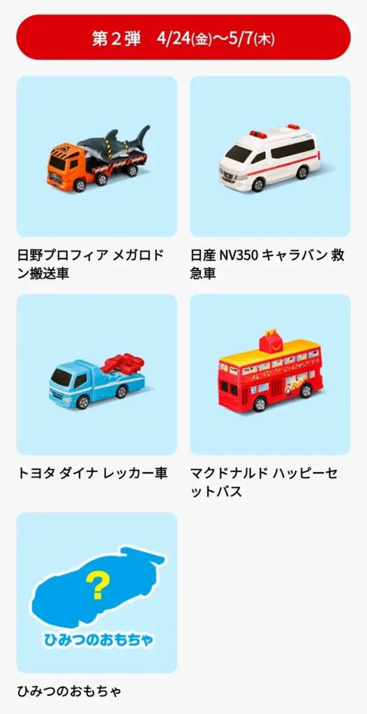 第2弾トミカ5種類