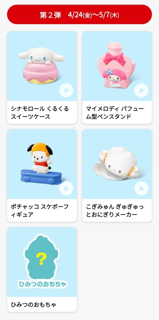 第2弾サンリオキャラクターズ5種類