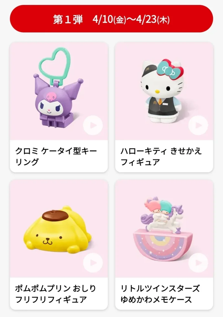 第1弾サンリオキャラクターズ4種類